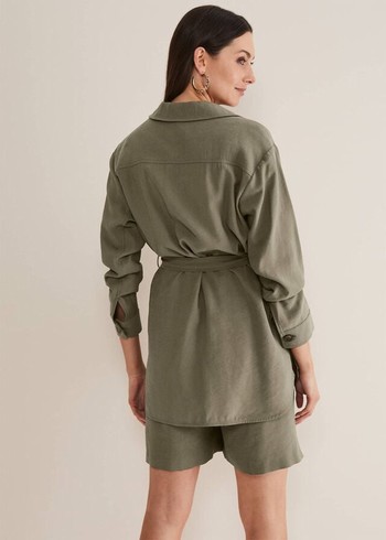 Phase Eight Leonar Co-Ord Shacket Coats Khaki Australia | ML4927360